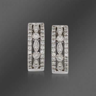 Simon G. .60 ct. t.w. Diamond Half Hoop Earrings in 18kt White Gold &mdash; Alt Image 1