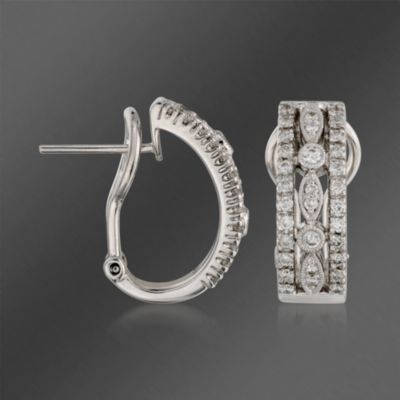 Simon G. .60 ct. t.w. Diamond Half Hoop Earrings in 18kt White Gold &mdash; Alt Image 2