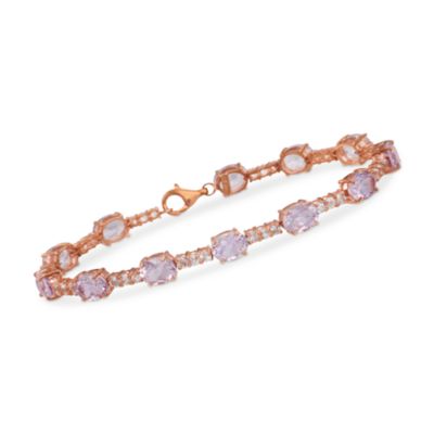 13.50 ct. t.w. Pink Amethyst and 2.50 ct. t.w. White Topaz Line Bracelet in 14kt Over Sterling. 7.25" &mdash; Alt Image 1