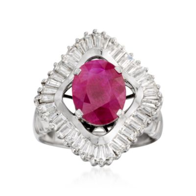 2.35 Carat Ruby Ring With 1.30 ct. t.w. Diamonds in 18kt White Gold &mdash; Alt Image 1