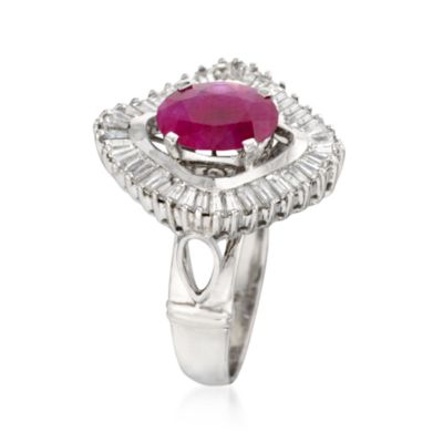 2.35 Carat Ruby Ring With 1.30 ct. t.w. Diamonds in 18kt White Gold &mdash; Alt Image 2
