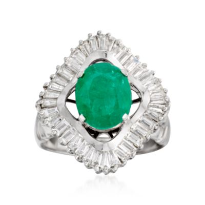 2.15 Carat Emerald Ring With 1.30 ct. t.w. Diamonds in 18kt White Gold &mdash; Alt Image 1