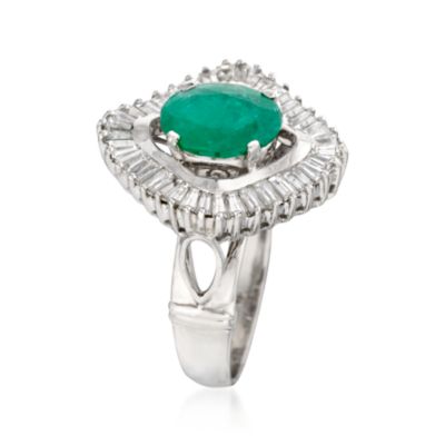2.15 Carat Emerald Ring With 1.30 ct. t.w. Diamonds in 18kt White Gold &mdash; Alt Image 2
