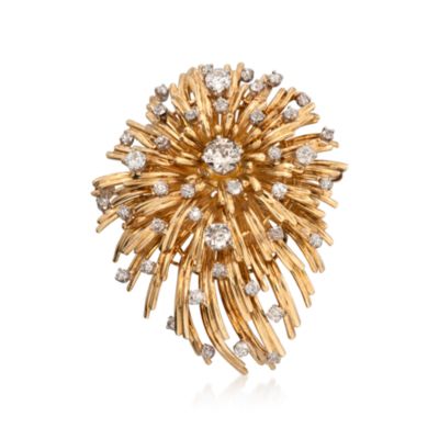 C. 1940 Vintage 2.15 ct. t.w. Diamond Pin in 18kt Yellow Gold &mdash; Alt Image 1