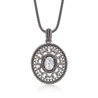 1.10 ct. t.w. White Topaz Medallion Necklace in Sterling Silver &mdash; Alt Image 1
