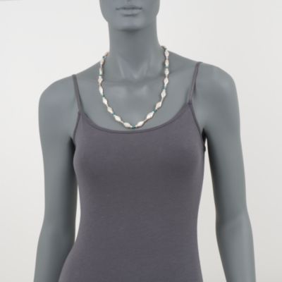 Cultured Pearl Necklace With Turquoise Beads in Two-Tone &mdash; Alt Image 2