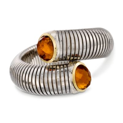 8.10 ct. t.w. Quartz Ribbed Cuff in Stainless Steel and Sterling Silver. 7" &mdash; Alt Image 1