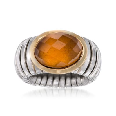 Italian 8.10 Carat Yellow Quartz Ring in Stainless and Sterling &mdash; Alt Image 1