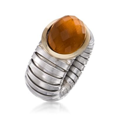 Italian 8.10 Carat Yellow Quartz Ring in Stainless and Sterling &mdash; Alt Image 3