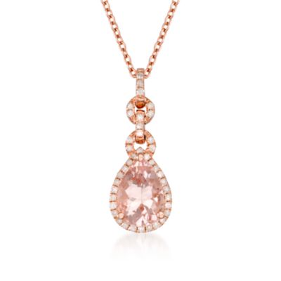 1.60 Carat Morganite and .20 ct. t.w. Diamond Pendant Necklace in Rose Vermeil. 18" &mdash; Alt Image 1