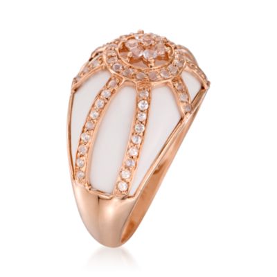 White Agate and .60 ct. t.w. White Sapphire Ring In 14kt Rose Gold. Size 5 &mdash; Alt Image 2