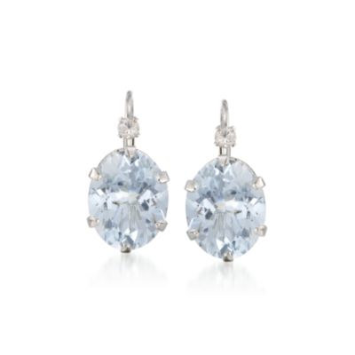 4.05 ct. t.w. Aquamarine Earrings With Diamonds In 14kt White Gold &mdash; Alt Image 1