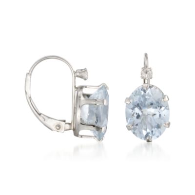 4.05 ct. t.w. Aquamarine Earrings With Diamonds In 14kt White Gold &mdash; Alt Image 3