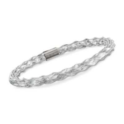 Italian Flex  Bangle Bracelet With 14kt White Gold. 7" &mdash; Alt Image 1