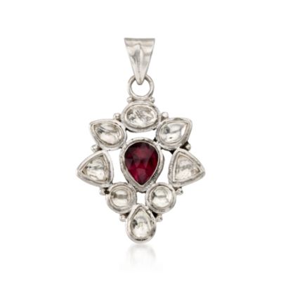 2.30 Carat Rhodolite Garnet and Quartz Pendant in Sterling Silver &mdash; Alt Image 1