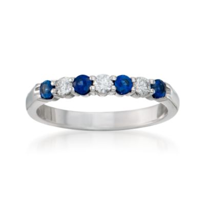 .30 ct. t.w. Sapphire and .15 ct. t.w. Diamond Wedding Ring in 14kt White Gold &mdash; Alt Image 1