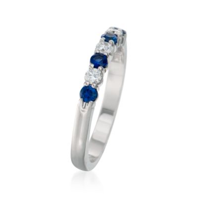 .30 ct. t.w. Sapphire and .15 ct. t.w. Diamond Wedding Ring in 14kt White Gold &mdash; Alt Image 3