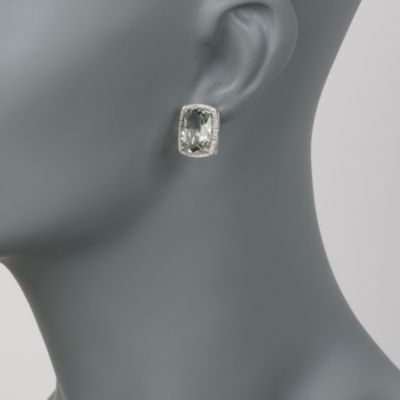 11.00 ct. t.w. Green Amethyst and .15 ct. t.w. Diamond Earrings In 14kt White Gold &mdash; Alt Image 2