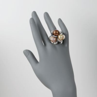 Multicolored Cultured South Sea Pearl and 2.65 ct. t.w. Diamond Ring in 18kt White Gold &mdash; Alt Image 2
