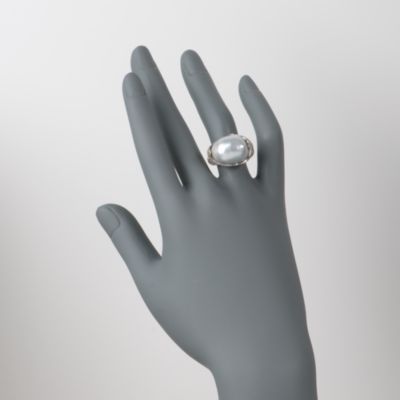 Baroque Cultured Pearl Ring With 2.45 ct. t.w. Diamond in 18kt White Gold &mdash; Alt Image 2