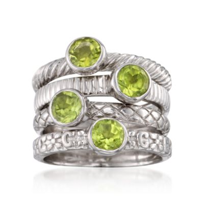 Set of Four 1.80 ct. t.w. Peridot Rings In Sterling Silver &mdash; Alt Image 1