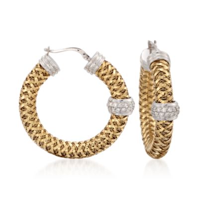 Roberto Coin .47 ct. t.w. "Primavera" Diamond Hoop Earrings in 18kt Two-Tone Gold &mdash; Alt Image 1