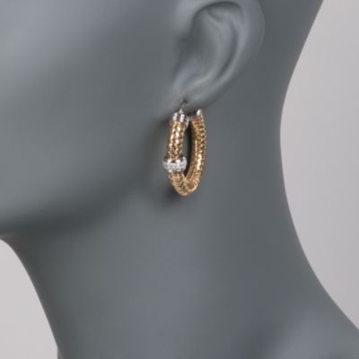 Roberto Coin .47 ct. t.w. "Primavera" Diamond Hoop Earrings in 18kt Two-Tone Gold &mdash; Alt Image 2