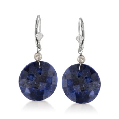 40.00 ct. t.w. Sapphire Dangle Earrings in Sterling Silver  &mdash; Alt Image 1