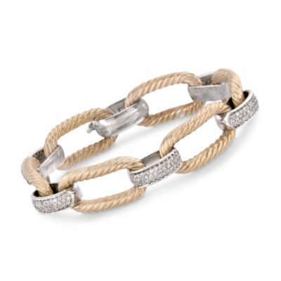 2.20 ct. t.w. Diamond Link Bracelet in Two-Tone 14kt Gold. 8.5" &mdash; Alt Image 1