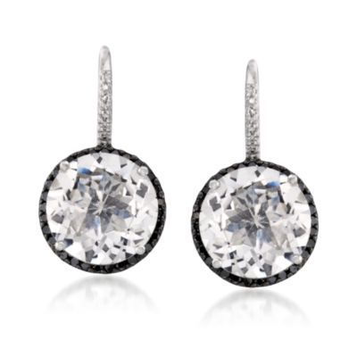 Rock Crystal and .55 ct. t.w. Black Diamond Earrings In 14kt White Gold &mdash; Alt Image 1