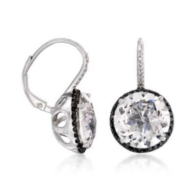 Rock Crystal and .55 ct. t.w. Black Diamond Earrings In 14kt White Gold &mdash; Alt Image 3