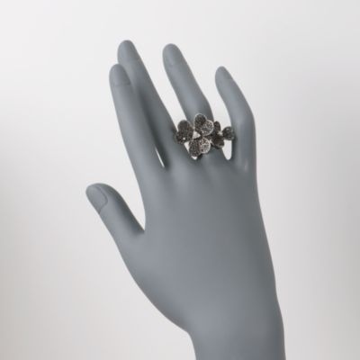 1.45 ct. t.w. Black and White Pave Diamond Shamrock Ring in 14kt White Gold &mdash; Alt Image 2