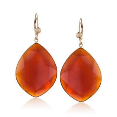 Red Agate Earrings In 14kt Yellow Gold &mdash; Alt Image 1