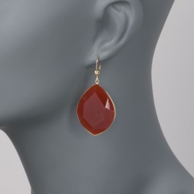 Red Agate Earrings In 14kt Yellow Gold &mdash; Alt Image 2