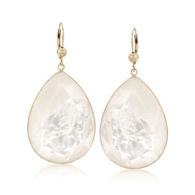 Mother-Of-Pearl Earrings In 14kt Yellow Gold &mdash; Alt Image 1