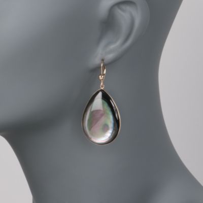 Black Mother-Of-Pearl Earrings in 14kt Yellow Gold &mdash; Alt Image 2