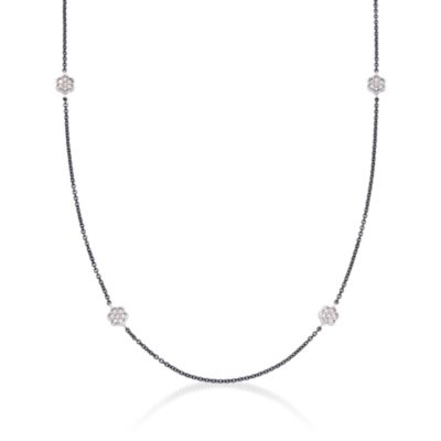 .50 ct. t.w. Diamond Floral Station Necklace in 14kt White Gold &mdash; Alt Image 1