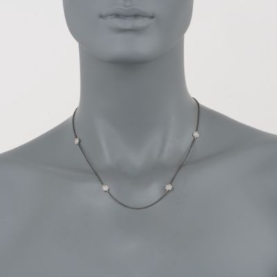 .50 ct. t.w. Diamond Floral Station Necklace in 14kt White Gold &mdash; Alt Image 3