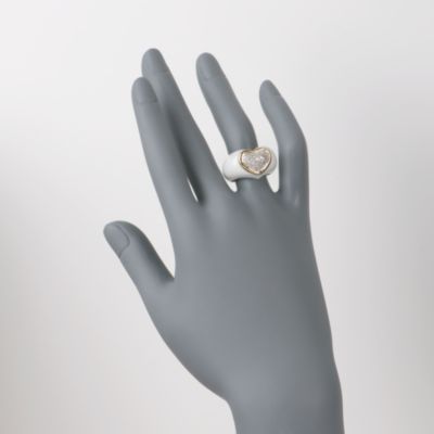 White Agate and .25 ct.T .W. Pave Diamond Heart Ring With 14kt Yellow Gold &mdash; Alt Image 2