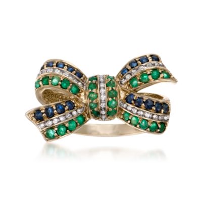 1.10 ct. t.w. Multi-Gem Bow Ring In 14kt Yellow Gold &mdash; Alt Image 1