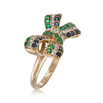 1.10 ct. t.w. Multi-Gem Bow Ring In 14kt Yellow Gold &mdash; Alt Image 3