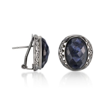 20.80 ct. t.w. Sapphire Earrings In Sterling Silver With Black Rhodium &mdash; Alt Image 2