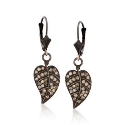 .40 ct. t.w. Diamond Leaf Earrings In Sterling Silver &mdash; Alt Image 1