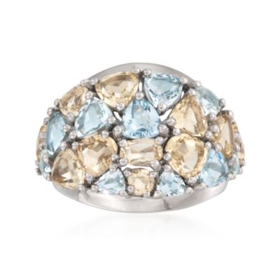 4.95 ct. t.w. Aquamarine and Lemon Quartz Ring in Sterling Silver &mdash; Alt Image 1