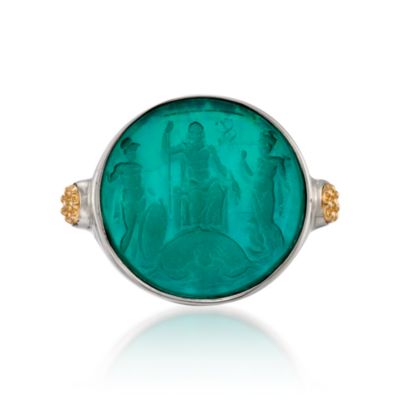 Tagliamonte Italian Glass and 25mm Mother-Of-Pearl Zodiac Ring In 14kt Yellow Gold &mdash; Alt Image 1