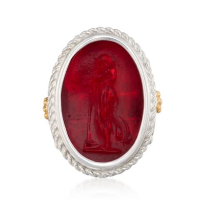Tagliamonte "Eros and Psyche" Intaglio Ring In Sterling Silver and 14kt Yellow Gold. Size 6 &mdash; Alt Image 1