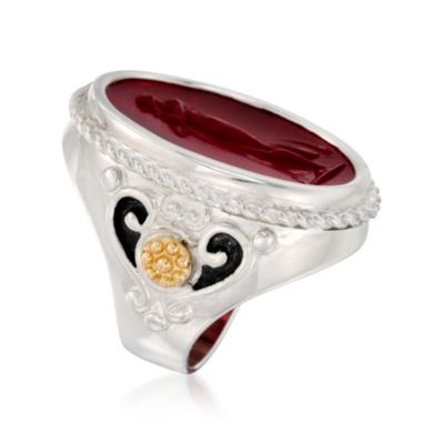 Tagliamonte "Eros and Psyche" Intaglio Ring In Sterling Silver and 14kt Yellow Gold. Size 6 &mdash; Alt Image 2