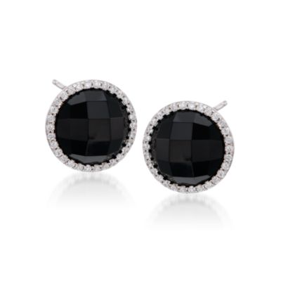 Black Onyx and .60 ct. t.w. CZ Earrings In Sterling Silver &mdash; Alt Image 1