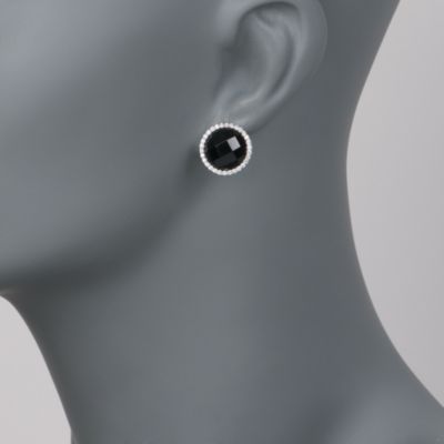 Black Onyx and .60 ct. t.w. CZ Earrings In Sterling Silver &mdash; Alt Image 2