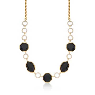 Black Onyx and 3.40 ct. t.w. CZ Necklace in Vermeil &mdash; Alt Image 1